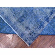 Load image into Gallery viewer, 9&#39;8&quot;x12&#39;10&quot; Lowes Blue, Hand Knotted, Worn Pile, Pure Wool, Erased Design, Sheared Down, Sides And Ends Secured Professionally, Cleaned Vintage Persian Kerman, Oriental Rug FWR536718