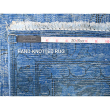 Load image into Gallery viewer, 9&#39;8&quot;x12&#39;10&quot; Lowes Blue, Hand Knotted, Worn Pile, Pure Wool, Erased Design, Sheared Down, Sides And Ends Secured Professionally, Cleaned Vintage Persian Kerman, Oriental Rug FWR536718