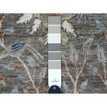 Load image into Gallery viewer, 4&#39;x11&#39;10&quot; Storm Gray, Vegetable Dyes 100% Wool, Hand Knotted Afghan Peshawar with Birds of Paradise, Wide Runner Oriental Rug FWR536748