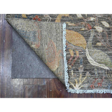 Load image into Gallery viewer, 4&#39;x5&#39;10&quot; Cannonball Gray, Abrash, Birds of Paradise Design Soft Wool, Natural Dyes, Afghan Peshawar, Hand Knotted Oriental Rug FWR536754