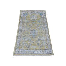 Load image into Gallery viewer, 3&#39;x4&#39;10&quot; Moss Green, Afghan Angora Oushak With Soft Wool Weft, Hand Knotted, Rural Floral Pattern All Over, Natural Dyes, Mat Oriental Rug FWR536784