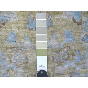 3'x4'10" Moss Green, Afghan Angora Oushak With Soft Wool Weft, Hand Knotted, Rural Floral Pattern All Over, Natural Dyes, Mat Oriental Rug FWR536784