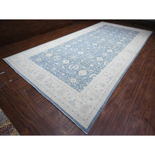 Load image into Gallery viewer, 9&#39;10&quot;x20&#39;3&quot; Marlin Blue With Alabaster White, Hand Knotted, 100% Wool, Long and Narrow Oversized Peshawar With Sultanabad Design, Oriental Rug FWR536838