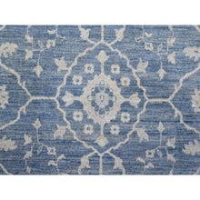 Load image into Gallery viewer, 9&#39;10&quot;x20&#39;3&quot; Marlin Blue With Alabaster White, Hand Knotted, 100% Wool, Long and Narrow Oversized Peshawar With Sultanabad Design, Oriental Rug FWR536838