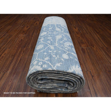 Load image into Gallery viewer, 9&#39;10&quot;x20&#39;3&quot; Marlin Blue With Alabaster White, Hand Knotted, 100% Wool, Long and Narrow Oversized Peshawar With Sultanabad Design, Oriental Rug FWR536838