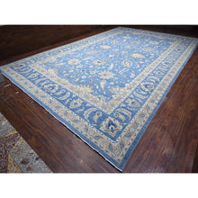 Load image into Gallery viewer, 13&#39;x20&#39;7&quot; Jeans Blue, All Over Mahal Design Peshawar, Hand Knotted 100% Wool, Oversized Oriental Rug FWR536850