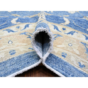 13'x20'7" Jeans Blue, All Over Mahal Design Peshawar, Hand Knotted 100% Wool, Oversized Oriental Rug FWR536850