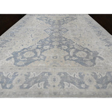 Load image into Gallery viewer, 18&#39;6&quot;x24&#39;2&quot; Paper White and Pram Blue, Washed Out Peshawar, Hand Knotted 17th Century Polonaise Design, 100% Wool, XL Size Oriental Rug FWR536868