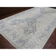 Load image into Gallery viewer, 18&#39;6&quot;x24&#39;2&quot; Paper White and Pram Blue, Washed Out Peshawar, Hand Knotted 17th Century Polonaise Design, 100% Wool, XL Size Oriental Rug FWR536868