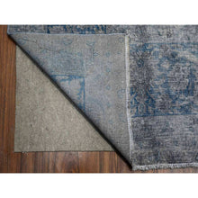 Load image into Gallery viewer, 10&#39;x13&#39; Vintage Gray, Cropped Thin, Erased Medallions, Hand Knotted, All Wool Pile, Overdyed, Distressed And Worn Look, Vintage Persian Kerman, Clean And Soft, Oriental Rug FWR536880