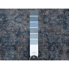 Load image into Gallery viewer, 10&#39;x13&#39; Vintage Gray, Cropped Thin, Erased Medallions, Hand Knotted, All Wool Pile, Overdyed, Distressed And Worn Look, Vintage Persian Kerman, Clean And Soft, Oriental Rug FWR536880