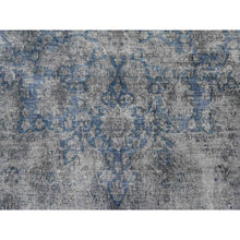 Load image into Gallery viewer, 10&#39;x13&#39; Vintage Gray, Cropped Thin, Erased Medallions, Hand Knotted, All Wool Pile, Overdyed, Distressed And Worn Look, Vintage Persian Kerman, Clean And Soft, Oriental Rug FWR536880