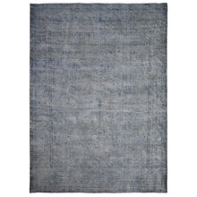 Load image into Gallery viewer, 9&#39;6&quot;x12&#39;5&quot; Dim Gray, Worn Out And Distressed, Overdyed, Hand Knotted Vintage Persian Kerman, Pure And Soft Wool, Ends Secured And Cleaned, Broken Design, Oriental Rug FWR536886