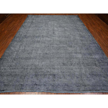 Load image into Gallery viewer, 9&#39;6&quot;x12&#39;5&quot; Dim Gray, Worn Out And Distressed, Overdyed, Hand Knotted Vintage Persian Kerman, Pure And Soft Wool, Ends Secured And Cleaned, Broken Design, Oriental Rug FWR536886