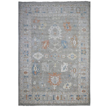 Load image into Gallery viewer, 9&#39;9&quot;x13&#39;7&quot; Neutral Gray, Hand Knotted Tribal Flower All Over Design, Afghan Angora Oushak, Natural Dyes, Wool Weft, Oriental Rug FWR536892