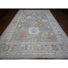 Load image into Gallery viewer, 9&#39;9&quot;x13&#39;7&quot; Neutral Gray, Hand Knotted Tribal Flower All Over Design, Afghan Angora Oushak, Natural Dyes, Wool Weft, Oriental Rug FWR536892