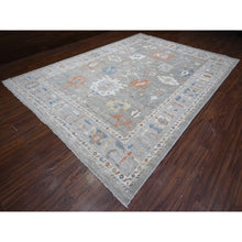 Load image into Gallery viewer, 9&#39;9&quot;x13&#39;7&quot; Neutral Gray, Hand Knotted Tribal Flower All Over Design, Afghan Angora Oushak, Natural Dyes, Wool Weft, Oriental Rug FWR536892