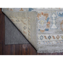 Load image into Gallery viewer, 9&#39;9&quot;x13&#39;7&quot; Neutral Gray, Hand Knotted Tribal Flower All Over Design, Afghan Angora Oushak, Natural Dyes, Wool Weft, Oriental Rug FWR536892