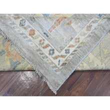 Load image into Gallery viewer, 9&#39;9&quot;x13&#39;7&quot; Neutral Gray, Hand Knotted Tribal Flower All Over Design, Afghan Angora Oushak, Natural Dyes, Wool Weft, Oriental Rug FWR536892