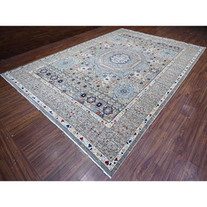 10'x14'3" Tin Foil Gray, Fine Aryana with Natural Dyes, 100% Wool, Hand Knotted, 14th Century Mamluk Dynasty Pattern, Oriental Rug FWR536898