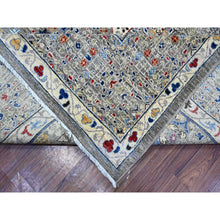 Load image into Gallery viewer, 10&#39;x14&#39;3&quot; Tin Foil Gray, Fine Aryana with Natural Dyes, 100% Wool, Hand Knotted, 14th Century Mamluk Dynasty Pattern, Oriental Rug FWR536898