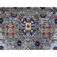 Load image into Gallery viewer, 10&#39;x14&#39;3&quot; Tin Foil Gray, Fine Aryana with Natural Dyes, 100% Wool, Hand Knotted, 14th Century Mamluk Dynasty Pattern, Oriental Rug FWR536898