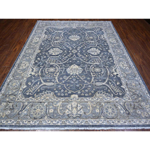 8'x9'9" Arsenic Gray, Natural Dyes, Velvety Wool, Hand Knotted, Peshawar All Over Mahal Design, Oriental Rug FWR536934