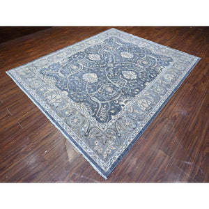 8'x9'9" Arsenic Gray, Natural Dyes, Velvety Wool, Hand Knotted, Peshawar All Over Mahal Design, Oriental Rug FWR536934