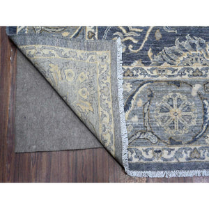 8'x9'9" Arsenic Gray, Natural Dyes, Velvety Wool, Hand Knotted, Peshawar All Over Mahal Design, Oriental Rug FWR536934