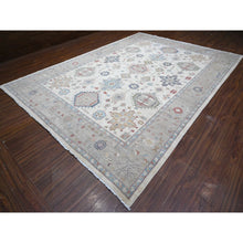 Load image into Gallery viewer, 9&#39;10&quot;x13&#39;10&quot; Smoke White, All Wool, Karajeh Design With All Over Geometric Motifs, Hand Knotted, Natural Dyes, Oriental Rug FWR536952