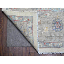 Load image into Gallery viewer, 9&#39;10&quot;x13&#39;10&quot; Smoke White, All Wool, Karajeh Design With All Over Geometric Motifs, Hand Knotted, Natural Dyes, Oriental Rug FWR536952