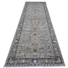 Load image into Gallery viewer, 4&#39;x12&#39; Pastel Gray, Extra Soft Wool, Bidjar Garus Design, Vegetable Dyes, Fine Aryana Collection, Hand Knotted, Wide Oriental Runner Rug FWR536964