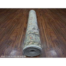 Load image into Gallery viewer, 4&#39;x12&#39; Pastel Gray, Extra Soft Wool, Bidjar Garus Design, Vegetable Dyes, Fine Aryana Collection, Hand Knotted, Wide Oriental Runner Rug FWR536964