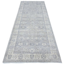 Load image into Gallery viewer, 4&#39;x9&#39;9&quot; Misty Gray, Densely Woven, Soft And Velvety Wool, Hand Knotted, Vegetable Dyes, Fine Peshawar with Ziegler Mahal Design, Wide Runner Oriental Rug FWR536976