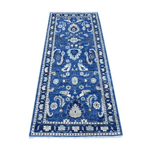 Load image into Gallery viewer, 2&#39;9&quot;x6&#39;4&quot; Astros Navy Blue, Natural Dyes, Pure Wool, Hand Knotted, Peshawar With All Over Mahal Design With Scrolls and Veins, Runner Oriental Rug FWR536988