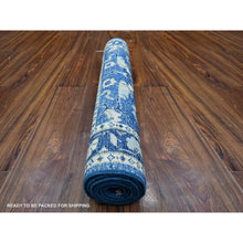 Load image into Gallery viewer, 2&#39;9&quot;x6&#39;4&quot; Astros Navy Blue, Natural Dyes, Pure Wool, Hand Knotted, Peshawar With All Over Mahal Design With Scrolls and Veins, Runner Oriental Rug FWR536988