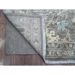 2'5"x20'1" Perfect Gray, All Over Mahal Design, Vegetable Dyes, Hand Knotted, Vibrant Wool, Oversized Runner Oriental Rug FWR536994