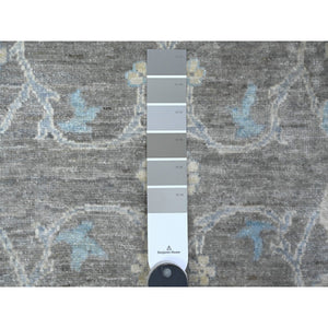 2'5"x20'1" Perfect Gray, All Over Mahal Design, Vegetable Dyes, Hand Knotted, Vibrant Wool, Oversized Runner Oriental Rug FWR536994