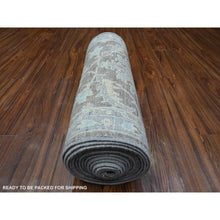 Load image into Gallery viewer, 2&#39;5&quot;x20&#39;1&quot; Perfect Gray, All Over Mahal Design, Vegetable Dyes, Hand Knotted, Vibrant Wool, Oversized Runner Oriental Rug FWR536994