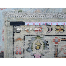 Load image into Gallery viewer, 4&#39;1&quot;x10&#39; Beau Blue, Natural Dyes With Village Flower All Over Design, Hand Knotted, Wool Weft, Afghan Angora Oushak, Wide Runner, Oriental Rug FWR537036