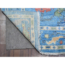 Load image into Gallery viewer, 4&#39;2&quot;x12&#39; Carolina Blue, Soft Wool Foundation, Hand Knotted, Vegetable Dyes, All Over Tribal Flower And Leaf Design, Afghan Angora Oushak, Wide Runner Oriental Rug FWR537042