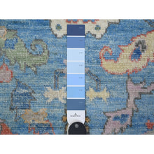 Load image into Gallery viewer, 4&#39;2&quot;x12&#39; Carolina Blue, Soft Wool Foundation, Hand Knotted, Vegetable Dyes, All Over Tribal Flower And Leaf Design, Afghan Angora Oushak, Wide Runner Oriental Rug FWR537042