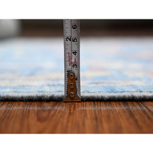 Load image into Gallery viewer, 4&#39;2&quot;x12&#39; Carolina Blue, Soft Wool Foundation, Hand Knotted, Vegetable Dyes, All Over Tribal Flower And Leaf Design, Afghan Angora Oushak, Wide Runner Oriental Rug FWR537042