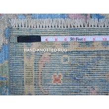 Load image into Gallery viewer, 4&#39;2&quot;x12&#39; Carolina Blue, Soft Wool Foundation, Hand Knotted, Vegetable Dyes, All Over Tribal Flower And Leaf Design, Afghan Angora Oushak, Wide Runner Oriental Rug FWR537042