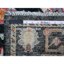 Load image into Gallery viewer, 3&#39;3&quot;x4&#39;10&quot; Night Black, Natural Dyes, Wool Weft, Colorful And Vibrant Tribal Flower Design, Hand Knotted, Afghan Angora Oushak, Oriental Rug FWR537096