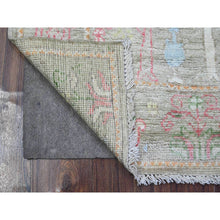 Load image into Gallery viewer, 3&#39;1&quot;x5&#39; Laurel Green, Hand Knotted With Tribal Willow And Cypress Tree Design, Afghan Angora Oushak, Vegetable Dyes, Soft Wool Foundation, Oriental Rug FWR537102