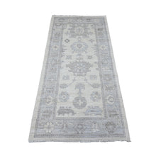 Load image into Gallery viewer, 3&#39;x6&#39;1&quot; Huntington White, Soft Pile, Hand Knotted With Wool Weft, White Wash Afghan Angora Oushak, Runner Oriental Rug FWR537108