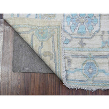 Load image into Gallery viewer, 2&#39;7&quot;x8&#39; Wisp White, Vegetable Dyes With Rural Flower And Leaf Design, Hand Knotted With Wool Weft, Afghan Angora Oushak, Oriental Runner Rug FWR537204