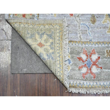 Load image into Gallery viewer, 2&#39;9&quot;x12&#39;6&quot; Spanish Gray, Afghan Angora Oushak, Natural Dyes With Tribal Flower And Leaf Design, Soft Wool Weft, Hand Knotted, Runner Oriental Rug FWR537216