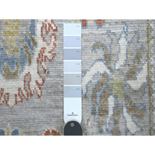 Load image into Gallery viewer, 2&#39;9&quot;x12&#39;6&quot; Spanish Gray, Afghan Angora Oushak, Natural Dyes With Tribal Flower And Leaf Design, Soft Wool Weft, Hand Knotted, Runner Oriental Rug FWR537216